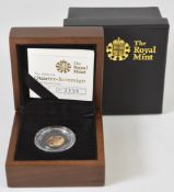 Royal Mint cased limited edition (3,336/10,000) gold quarter sovereign, with Royal Mint certificate