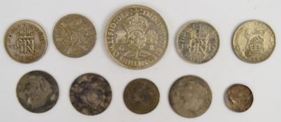 James II 1687 Maundy penny together with a small quantity of further silver coinage George III