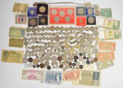 680g Victorian and later pre 1947 silver coinage, hallmarked silver watch chain with Scarborough