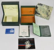 Two Rolex wristwatch boxes including one for a Cosmograph Daytona 1993 wristwatch box with guarantee