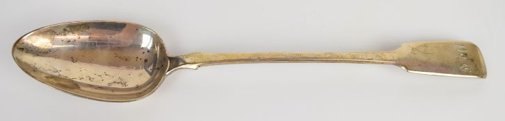 Victorian hallmarked silver fiddle pattern basting spoon, London 1839, maker Charles Shipway, length