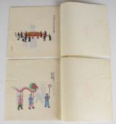 Zhou Peichun Chinese late Quing dynasty two albums of watercolours on rice paper featuring camels,