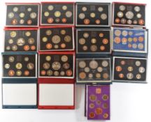 Thirteen UK coin sets comprising 1965, 1970, 1971, 1983, 1984, 1985, 1990, 1993, 1994,1995,1996,