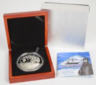Niue cased proof 2014 5 ounce silver Australasian Antarctic Expedition 1911-1914 coin, with