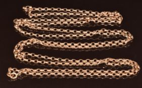 A gold plated guard chain, 138cm