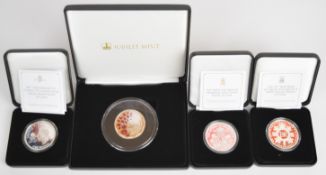 Four Jubilee Mint cased limited edition silver proof £5 coins comprising 2022 Queen Elizabeth