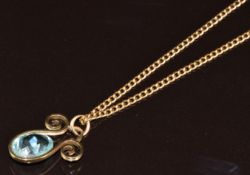 A 9ct gold chain and pendant set with paste, 6.4g, 2.4 x 1.6cm, 40cm