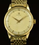 Omega gentleman's wrist watch ref: 2498-7 SC with gold hands and hour markers, silver dial, gold