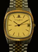 Baume & Mercier gentleman's wristwatch with date aperture, luminous gold hands, gold hour markers