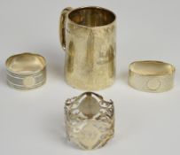 Edward VII hallmarked silver christening tankard of plain tapering form, Birmingham 1904, maker