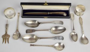 Hallmarked and other silver items comprising two napkin rings (one Chinese), two Peter Jackson