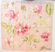 Tiffany and Co pink floral silk scarf, 85x85cm