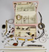 A collection of jewellery including sixteen silver rings, silver earrings, Victorian cameo brooch,