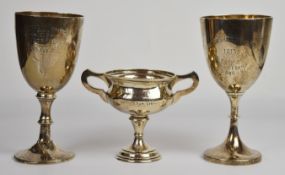 Three George V hallmarked silver rowing trophy cups comprising 1913 Burton Amateur Regatta