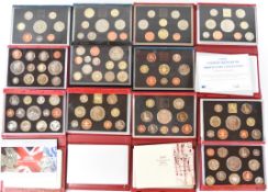 Twelve Royal Mint coin sets comprising 1986, 1993, 1994, 1996, 1997, 3 x 1999, 2005, 2006, 2007