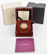 Royal Mint cased limited edition (3942/10,500) proof 2022 Elizabeth II gold full sovereign, with