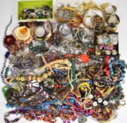 A collection of costume jewellery including amethyst bracelet, freshwater pearl necklace, Art Deco