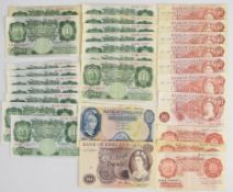 Bank of England banknotes comprising Fforde £10, O'Brien £5, sixteen £1 notes comprising two Beale