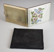 Garrard & Co. Ltd floral guilloché enamelled cigarette case, Birmingham 1959, length 10.5cm,