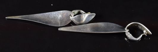 Georg Jensen pair of silver earrings 128A, 21.6g, 7.8cm