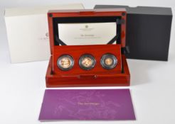 Royal Mint cased limited edition (329/750) three coin proof 2021 Elizabeth II set comprising one