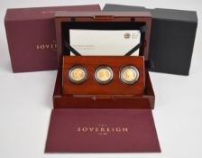 Royal Mint limited edition (number 153) set of three Queen Victoria gold full sovereigns