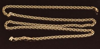 A 9ct gold chain made up of mariner's links, 7g, 49cm (damaged)