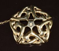 A 9ct gold Celtic brooch with Jubilee hallmark, with original paperwork, 11.2g, 3.4cm