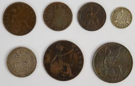 1883 Queen Victoria later young bun head bronze penny, beaded borders toned VF++ together with a