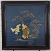 19th / 20thC Chinese embroidery of an elder / scholar with a crane or stork, with 'Aitken Dollson,