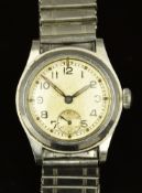 Enicar British military wristwatch with subsidiary seconds dial, luminous hands, Arabic numerals,