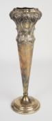 Art Nouveau Walker & Hall large hallmarked silver trumpet vase with embossed top section, with