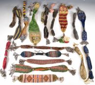 Large collection of 19th / 20thC embroidery, cut steel and micro beaded purses, longest 36cm