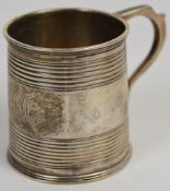 Georgian hallmarked silver tankard of tapering form, London 1812, maker's mark rubbed, height 6cm,