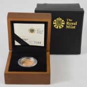 Royal Mint cased limited edition (1148/5500) proof 2012 gold full sovereign, with Royal Mint