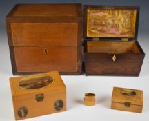 Aberfeldy and Loch Eck mauchlineware boxes, Stirling Castle ring box, rosewood tea caddy and an