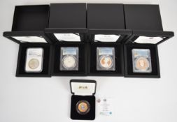Five Harrington & Byrne cased limited edition proof silver coins comprising 2023 Coronation two