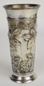 Anton Michelsen Danish silver vase with embossed decoration of flowers and 1898 Danish silver