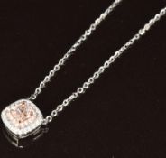 An 18ct white gold necklace set with diamonds, on adjustable chain, 3g, 44cm