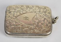 Victorian novelty hallmarked silver vesta case with push to pop up hinged lid, Birmingham 1900,