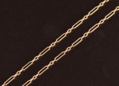 Edwardian 15ct gold necklace with barrel clasp, 3.3g, 44cm