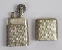 Howitt George VI hallmarked silver petrol lighter with engine turned decoration and marked the