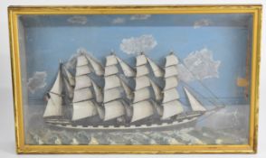 A 19thC glazed diorama of a schooner or clipper, W35 x D95 x H34cm
