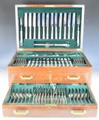 Poston 12 place setting silver plated canteen of Princess pattern cutlery, in original mahogany