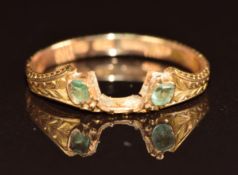 A 15ct gold ring (damaged), Birmingham 1866, 1.7g, size N