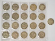 Twenty one pre 1920 English half crowns including an 1894 Queen Victoria and a 1906 Edward VII