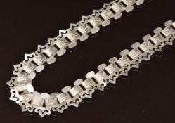Victorian silver necklace with engraved links, 46cm, 32g