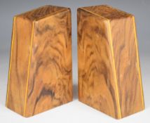 Alan Peters for Aller Studios Arts & Crafts pair of rosewood bookends with impressed marks and paper