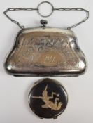 George V hallmarked silver purse with fitted interior, Birmingham 1918, maker's mark CL, length 11.