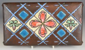 Copper and enamel covered box, possibly Japanese, 13 x 22cm